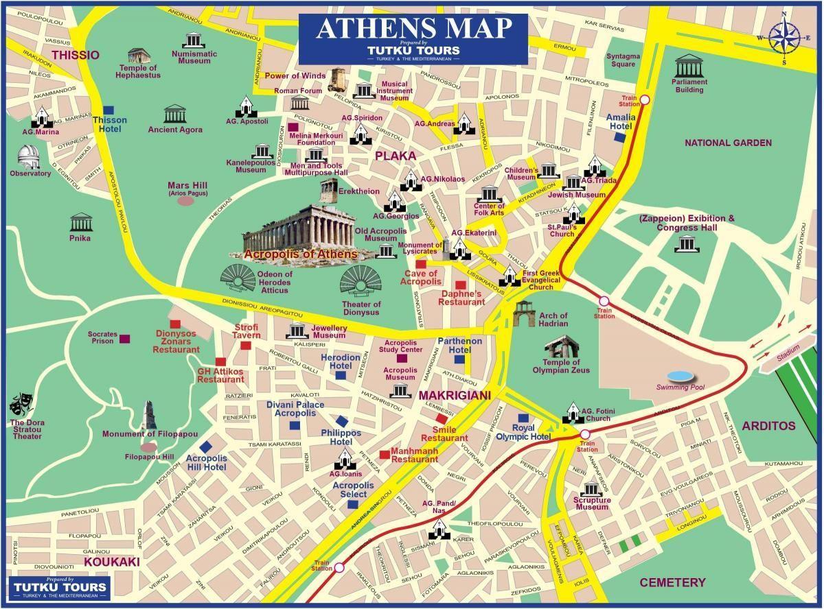 アテネの観光スポットマップ