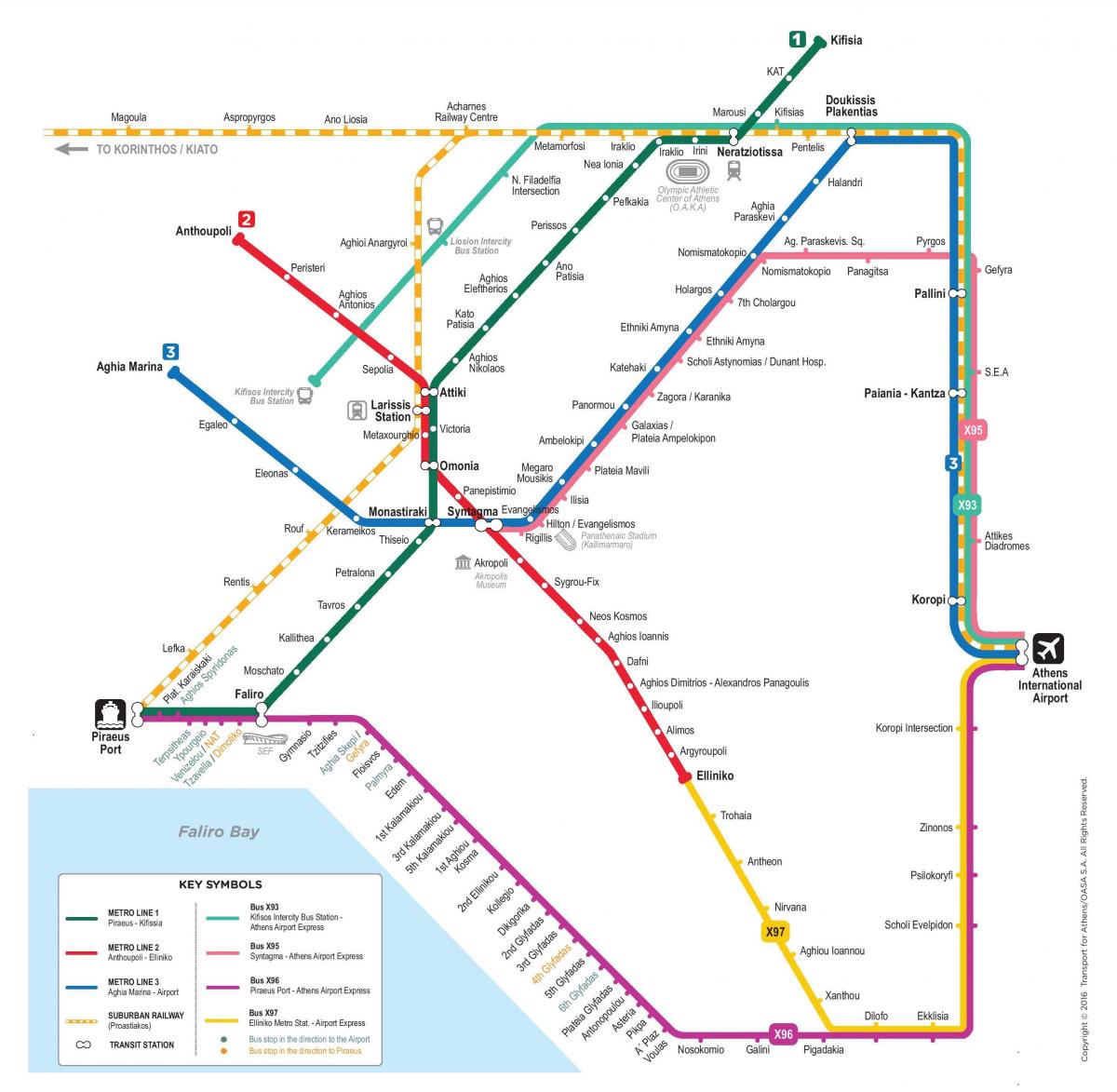 アテネの地下鉄駅の地図